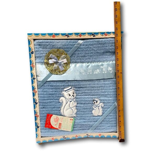 Vintage Lady Christina Baby Blanket Blue 36 x 48 Circus & Squirrel New in Box - Picture 5 of 7